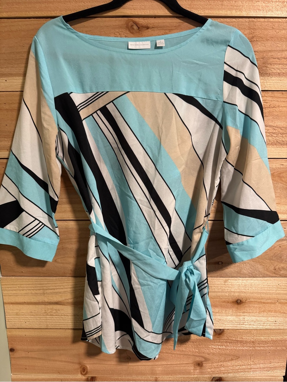 Teal Tie Waist Blouse Flowy Coquette Y2K Soft Girl Top